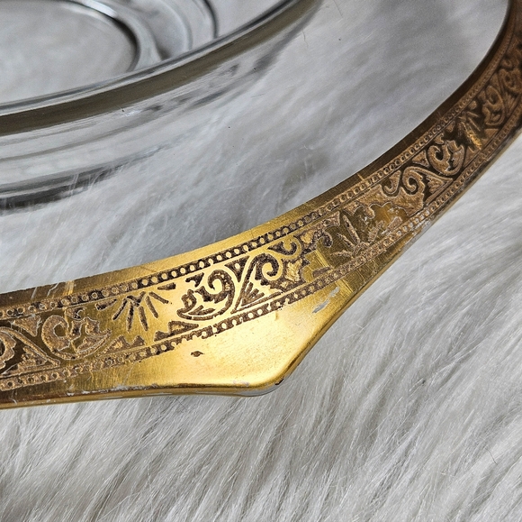 Antique Vintage Tiffin Gold Rim Glass Console Centerpiece Dish Bowl 12 in - Picture 5 of 8